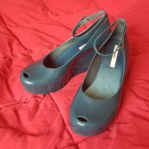 Melissa Patchuli peep toe ankle strap wedge W9